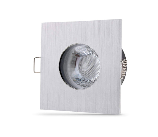 LED Einbaustrahler IP65 flach - Aluminium Gebürstet eckig 5W Dimmbar - Fora