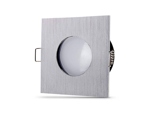 LED Einbaustrahler IP65 flach - Aluminium Gebürstet quadratisch 5W Dimmbar - Fora