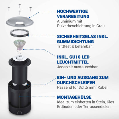 LED Bodenleuchte in Grau 1-flammig mit RGB Farbwechsel - Smart Home Alexa & Google