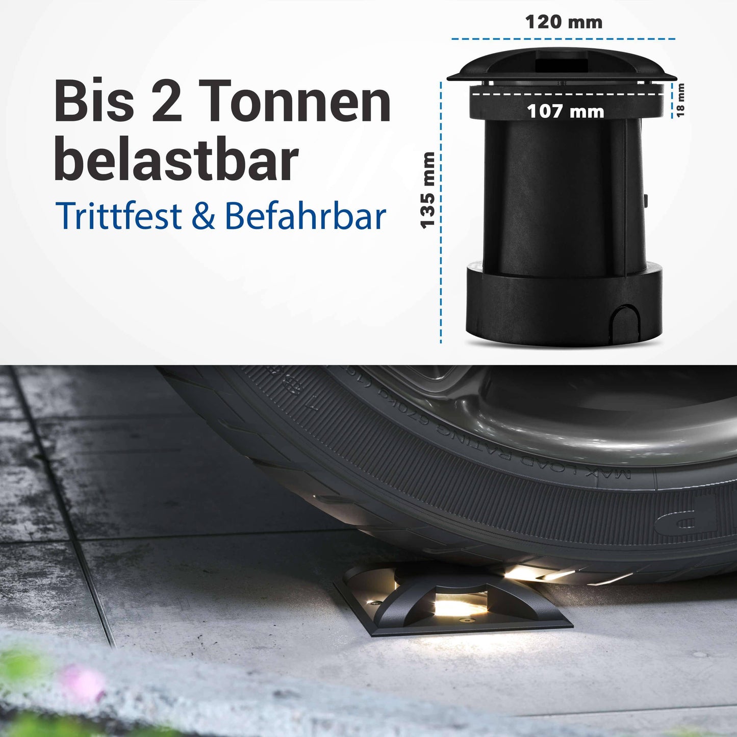 LED Bodenleuchte für außen - quadratisch Schwarz 3-flammig inkl. 5W GU10 230V