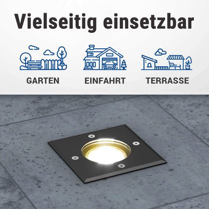 LED Bodenstrahler IP67 mit RGB & Smart Home Alexa / Google - flach, schwarz, quadratisch