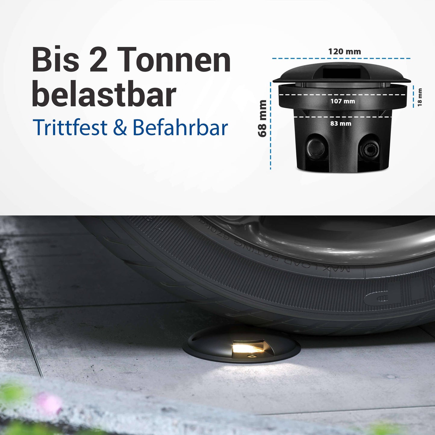 LED Bodenleuchte flach in Schwarz 1-flammig inkl. LED 5W 230V