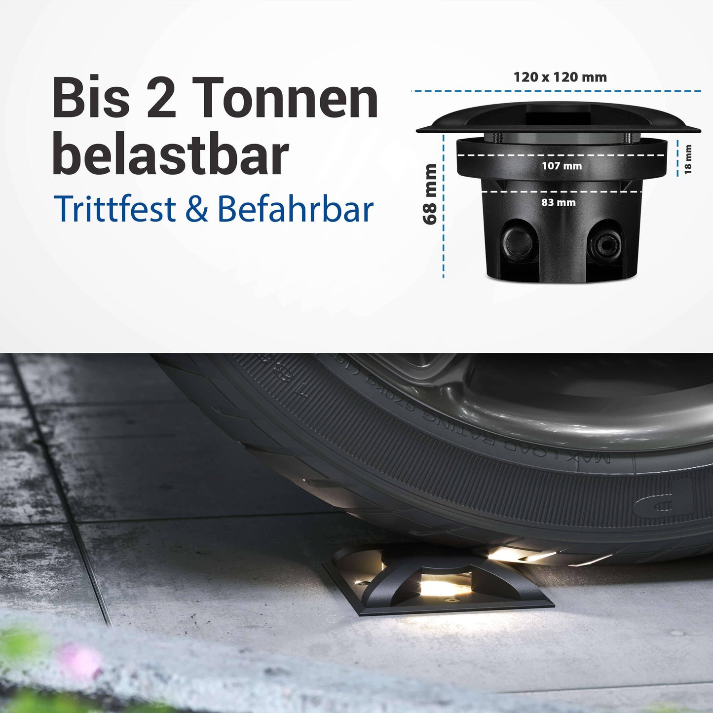 LED Bodenleuchte flach quadratisch schwarz 3-flammig mit RGB Farbwechsel - Smart Home Alexa & Google