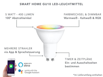 LED Bodenstrahler schwenkbar IP67 mit RGB Farbwechsel - Smart Home Alexa & Google