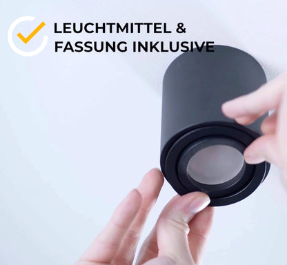 LED Aufbaustrahler 230V Schwarz Rund - 5W GU10 LED - Glabo
