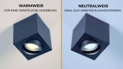 LED Aufbaustrahler 230V Schwarz Eckig - 5W GU10 LED - Glabo