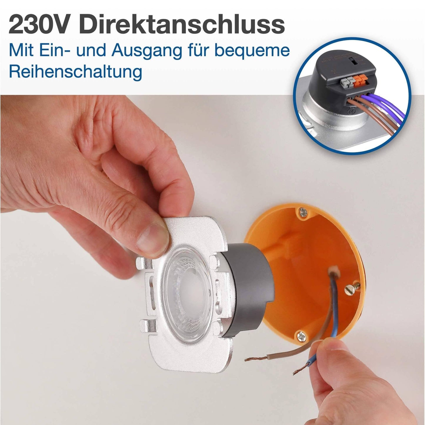 Treppenbeleuchtung - LED Wandeinbauleuchte 3D in Weiß eckig - 230V 1,5W