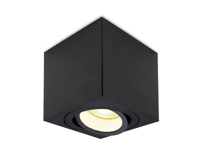 LED Aufbaustrahler Dimmbar - Schwarz Eckig 5W GU10 230V - Glabo
