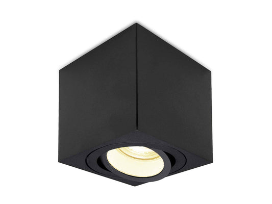LED Aufbaustrahler Dimmbar - Schwarz Eckig 5W GU10 230V - Glabo