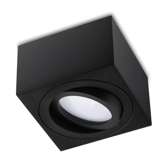 LED Aufbaustrahler Flach - Schwarz Eckig 230V 5W Dimmbar 120° - Tablo