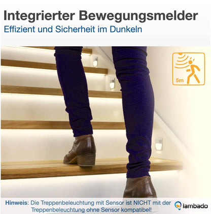 Treppenbeleuchtung mit Bewegungsmelder Stripe in Weiss - 230V 1,5W LED