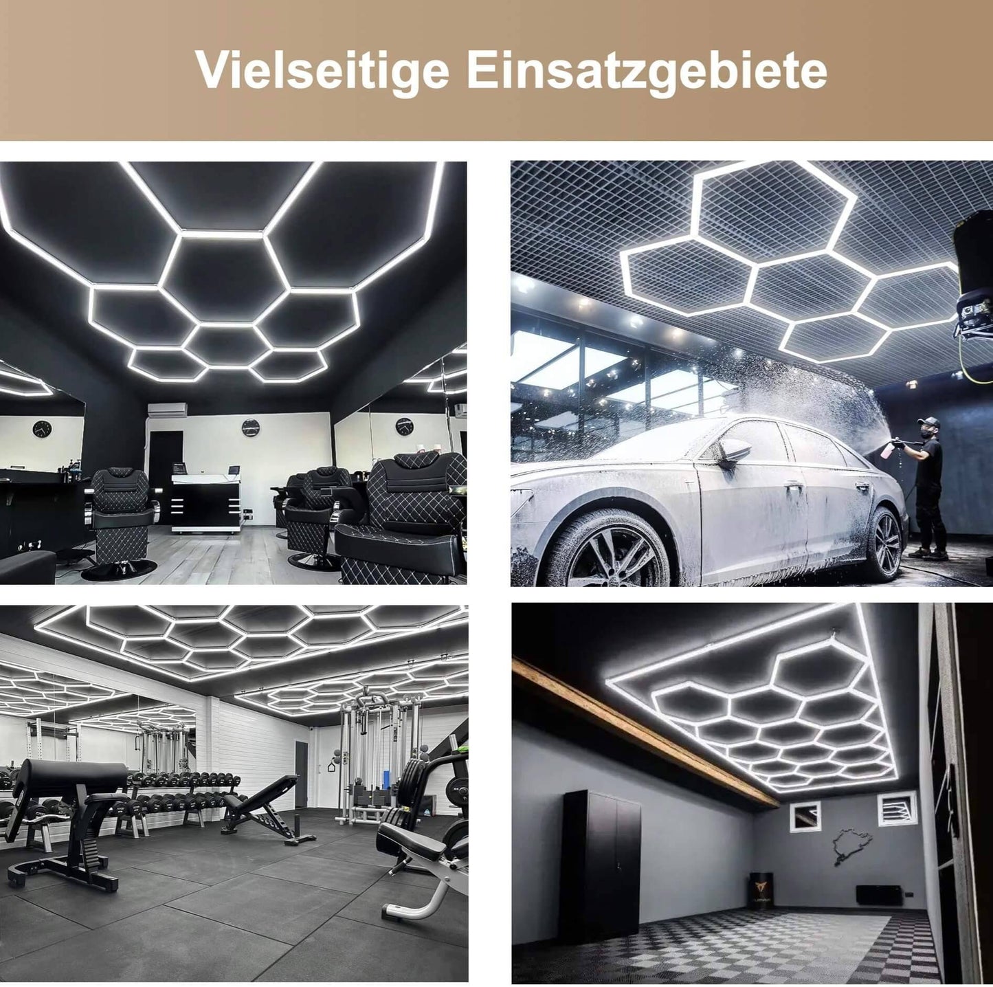 Hexagon LED-Deckenleuchte 14er Set mit LED Rahmen