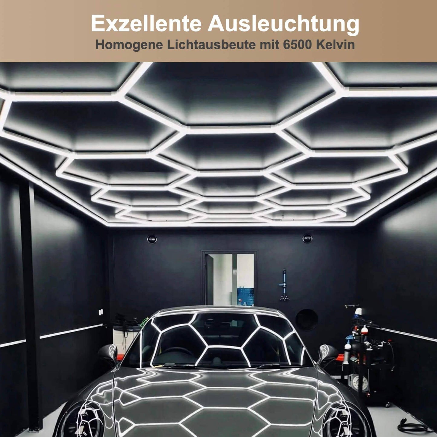 Hexagon LED-Deckenleuchte 14er Set mit LED Rahmen