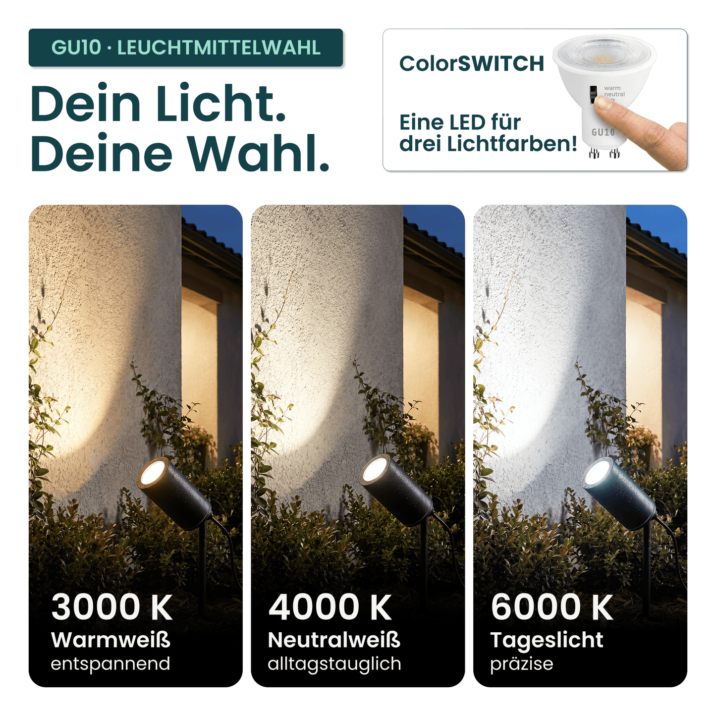 Gartenstrahler mit Erdspieß IP67 inkl. LED GU10 5W 230V Dimmbar