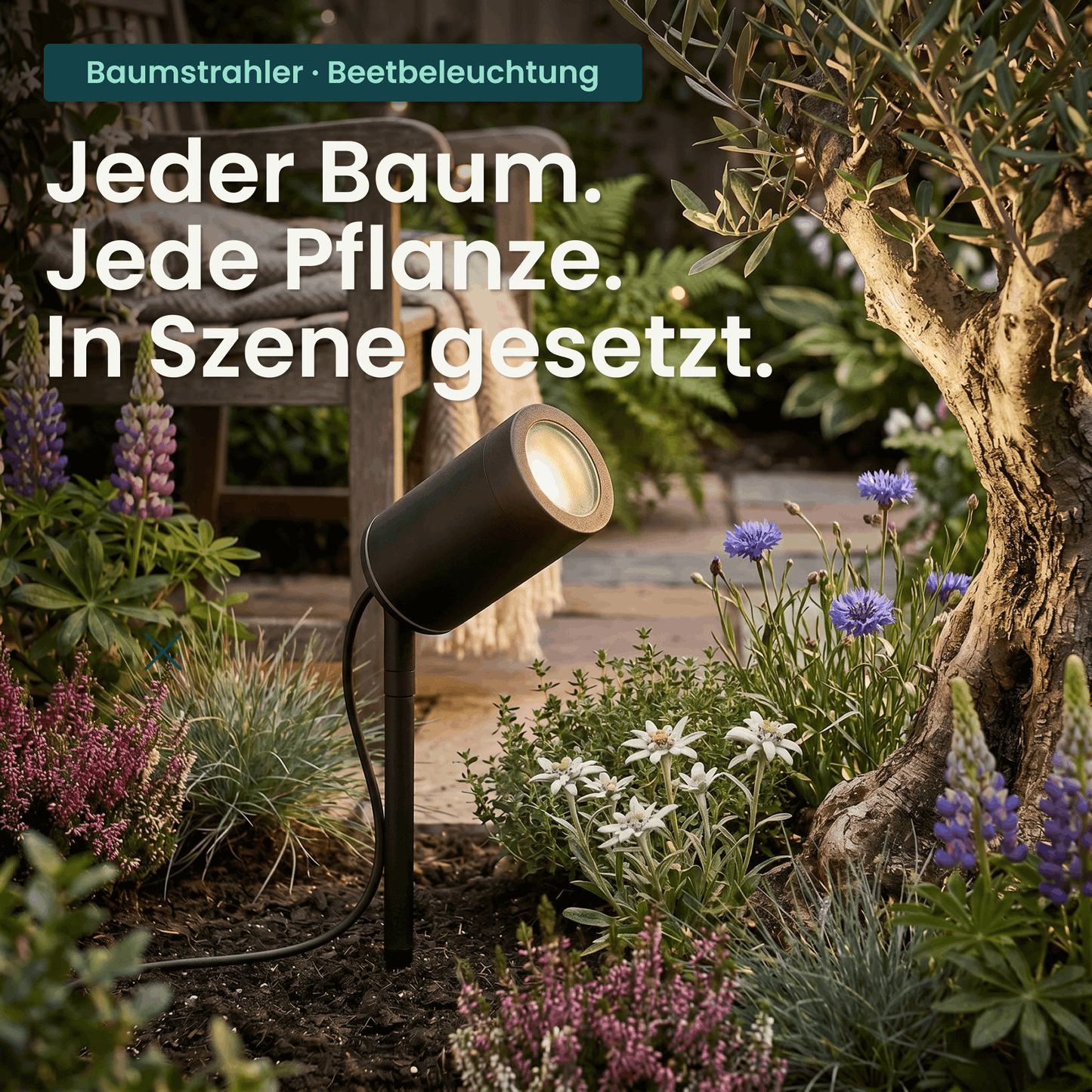 Gartenstrahler mit Erdspieß IP67 inkl. LED GU10 5W 230V Dimmbar