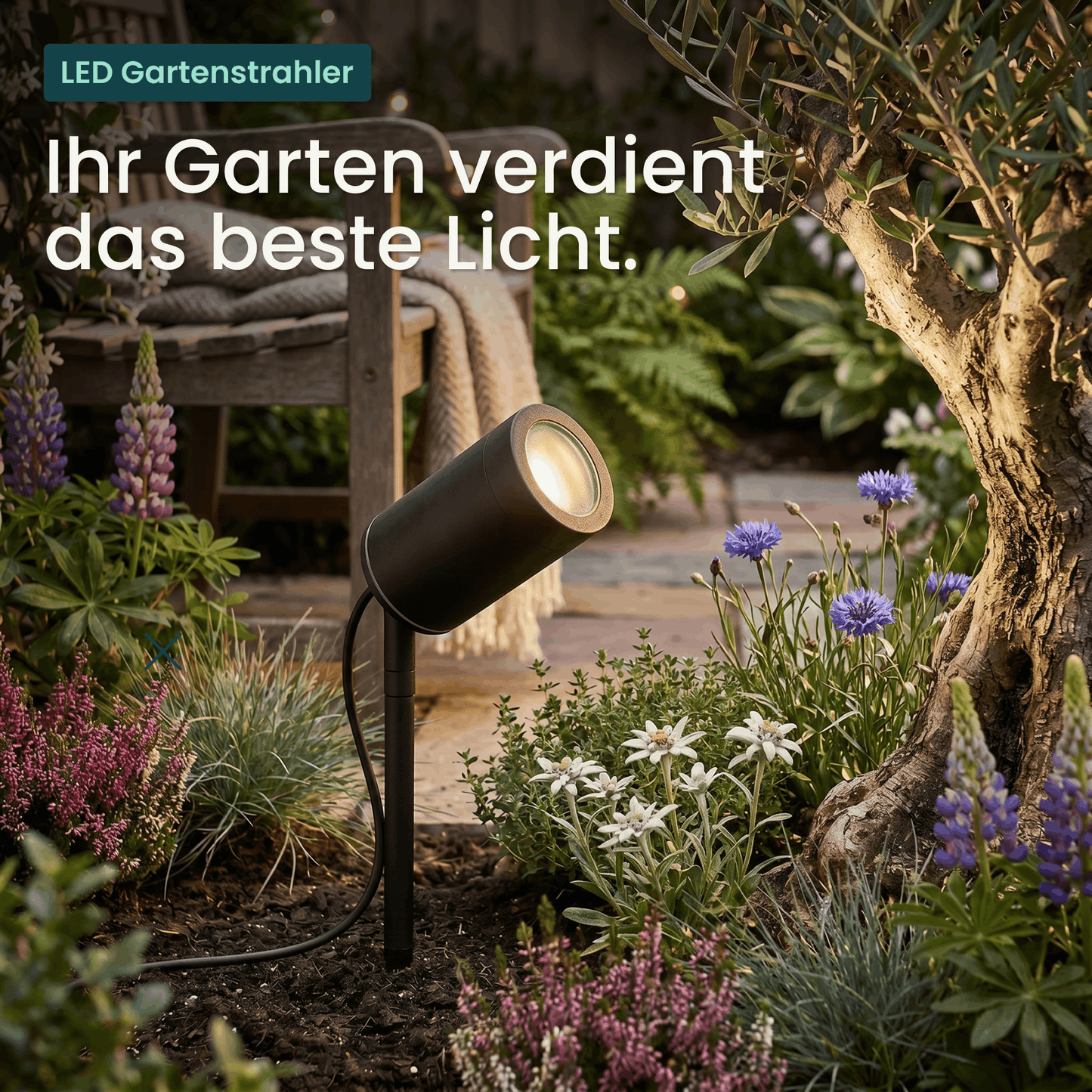 Gartenstrahler mit Erdspieß IP67 inkl. LED GU10 5W 230V
