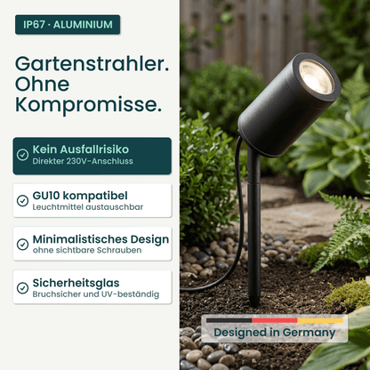 Gartenstrahler mit Erdspieß IP67 inkl. LED GU10 5W 230V
