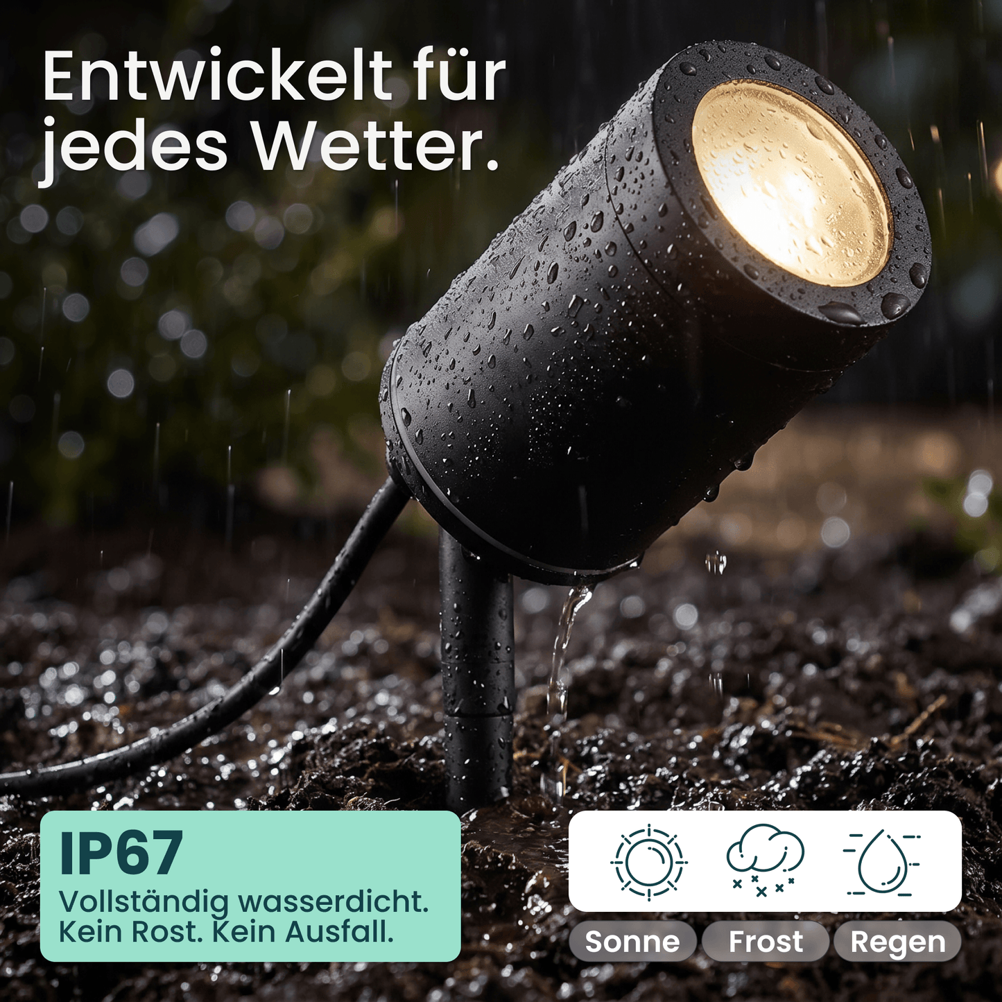 Gartenstrahler mit Erdspieß IP67 inkl. LED GU10 5W 230V