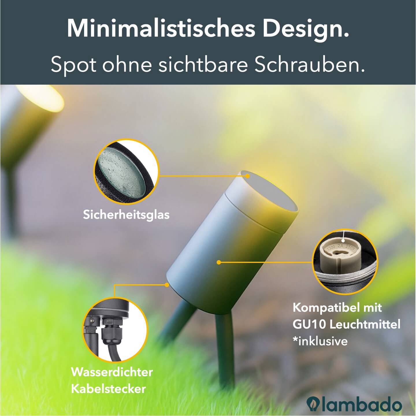 Gartenstrahler mit Erdspieß IP67 inkl. LED GU10 5W 230V