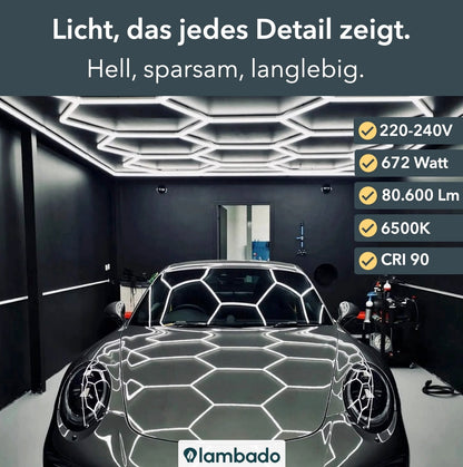 Hexagon LED-Deckenleuchte 14er Set mit LED Rahmen