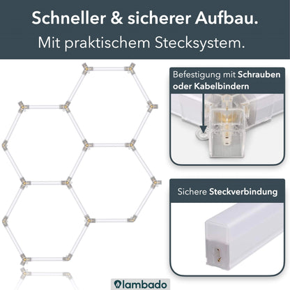 Hexagon LED-Deckenleuchte 5er Set - perfekt für Garage, Werkstatt, Salon