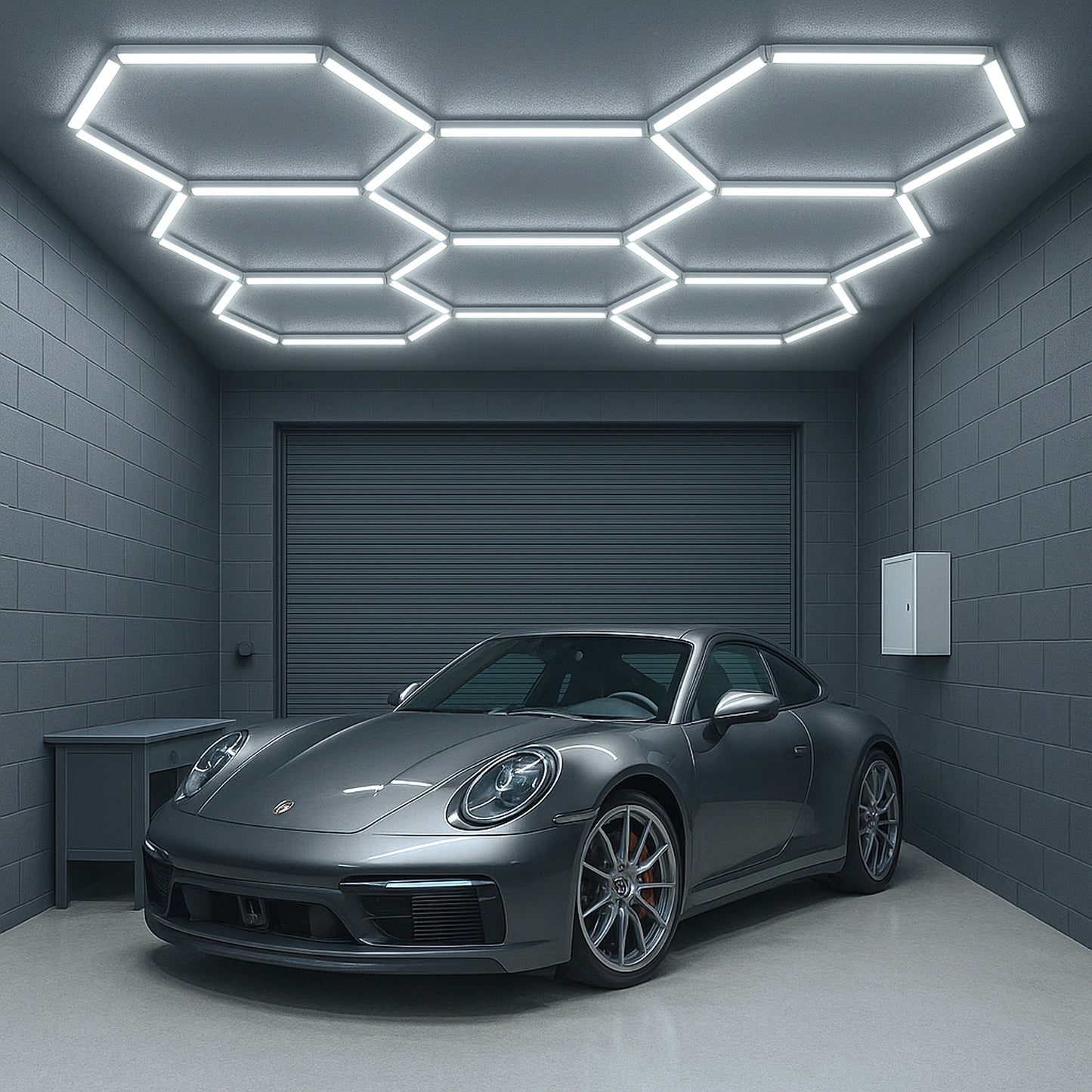 LED Hexagon Deckenleuchte 8-teilig | ideal für Garage, Werkstatt, Friseursalon