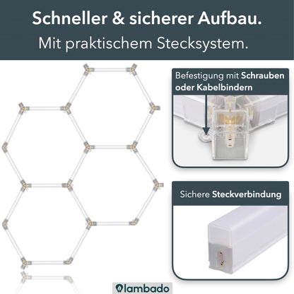 LED Hexagon Deckenleuchte 8-teilig | ideal für Garage, Werkstatt, Friseursalon