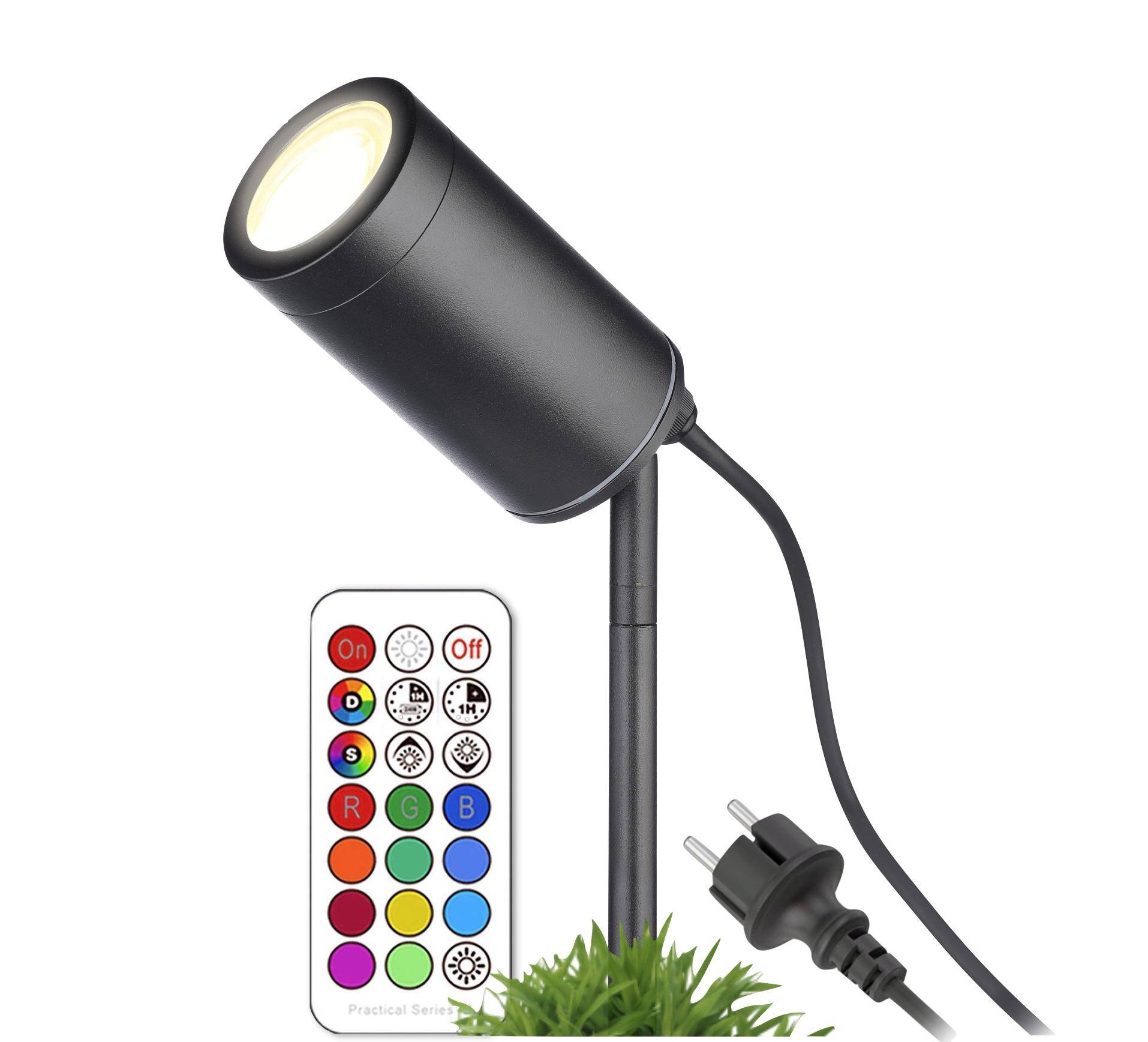 Gartenstrahler mit Erdspieß IP67 inkl. RGB Farbwechsel 3W GU10 LED
