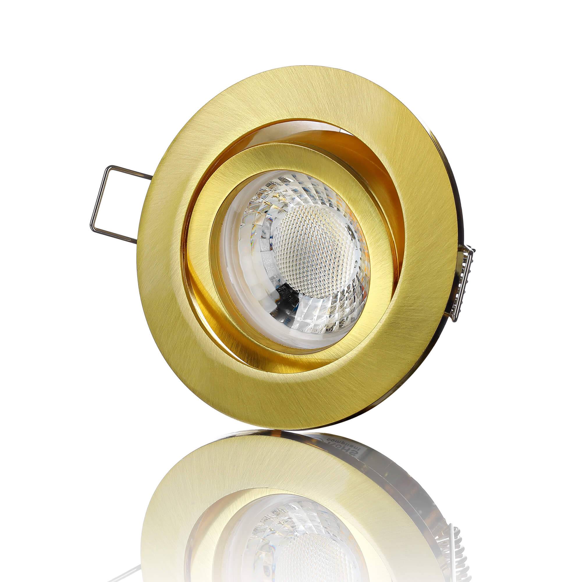 LED Einbaustrahler Flach - Gold Rund 5W LED Dimmbar - Rapid