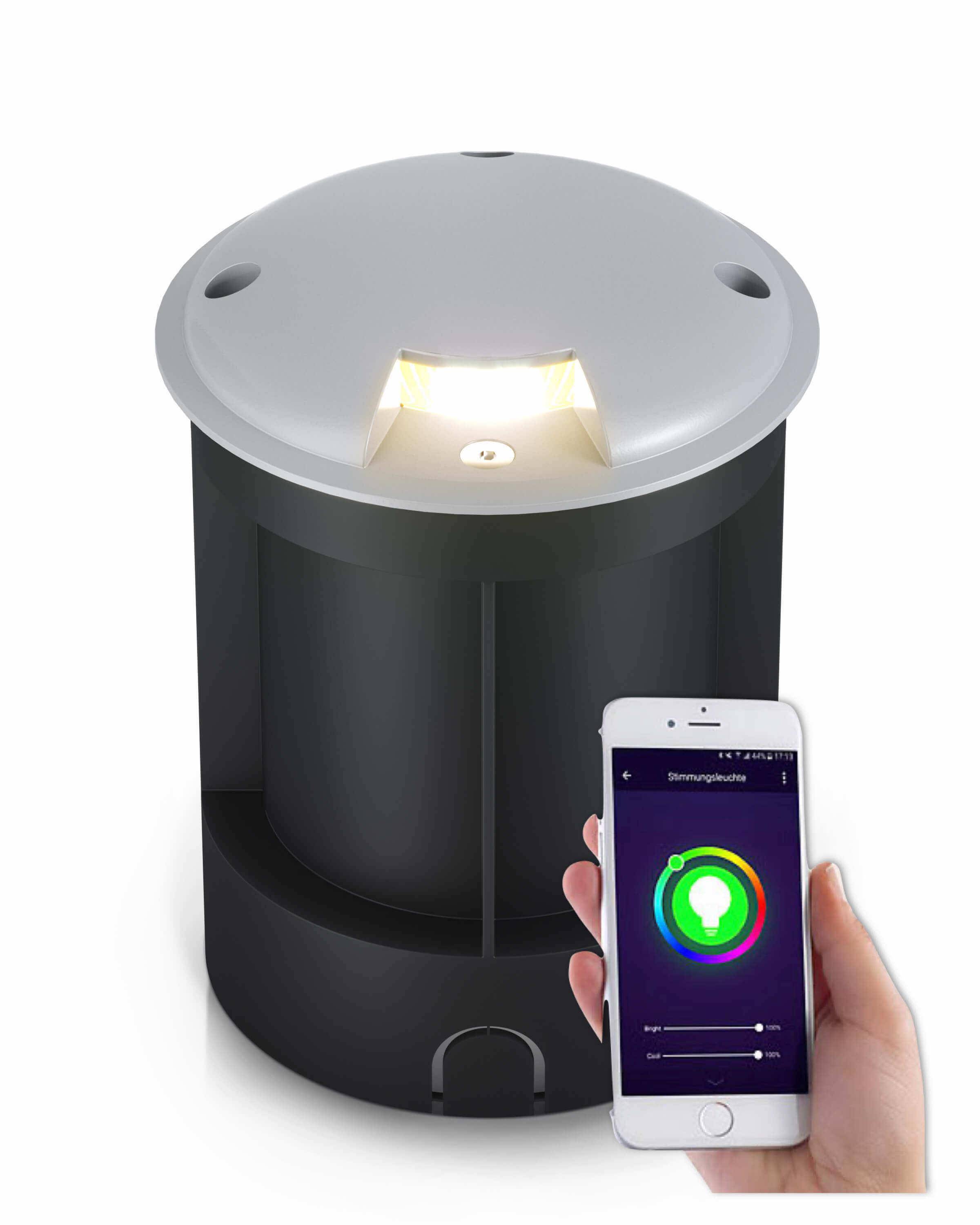 LED Bodenleuchte in Grau 1-flammig mit RGB Farbwechsel - Smart Home Alexa & Google