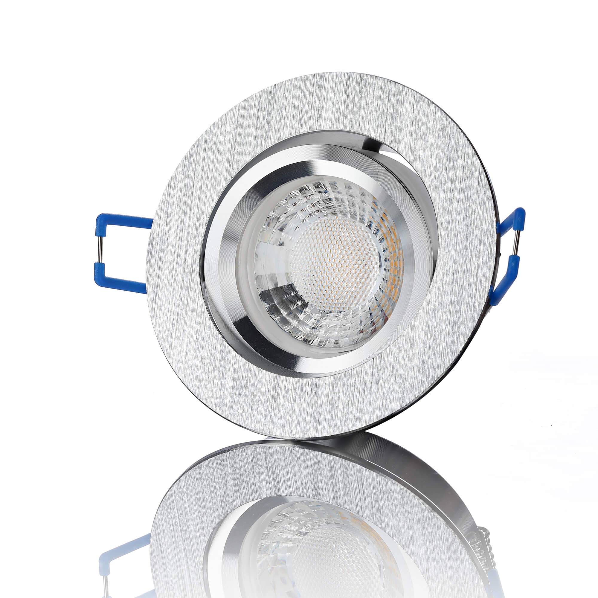 LED Einbaustrahler 230V - Alu gebürstet Rund 5W GU10 LED - Esigno