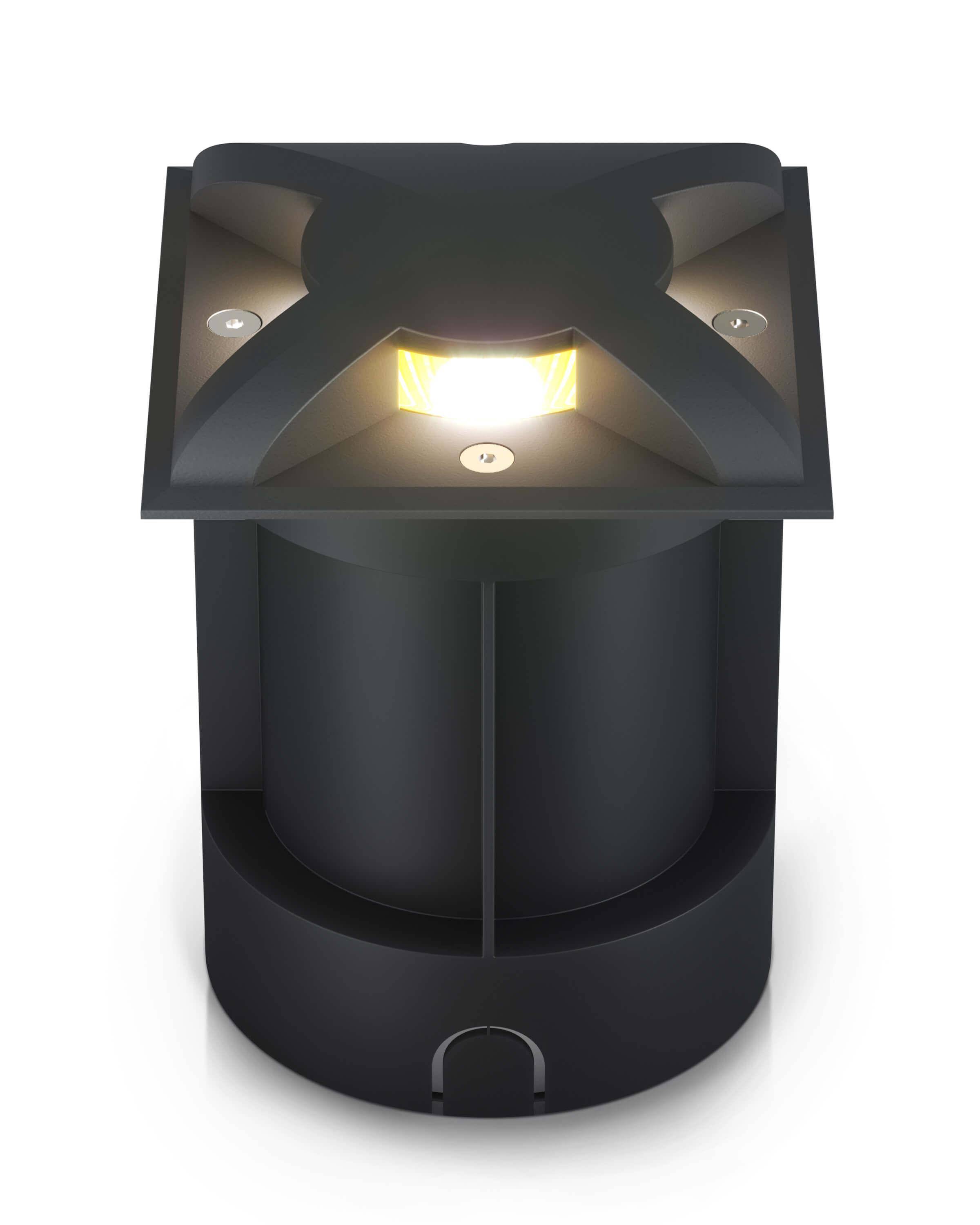 LED Bodenleuchte für außen - quadratisch Schwarz 3-flammig inkl. 5W GU10 230V