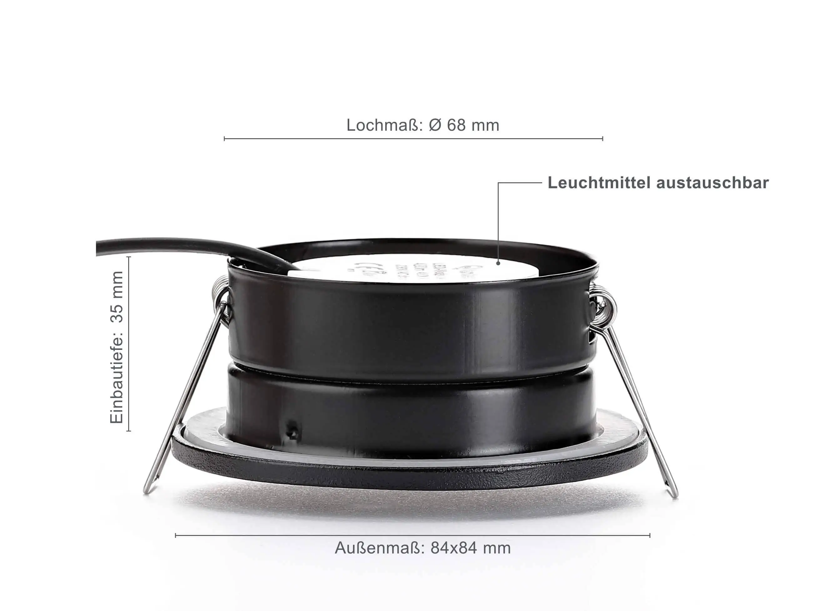 LED Einbaustrahler Flach IP65 - Schwarz Eckig 5W Dimmbar - Fora