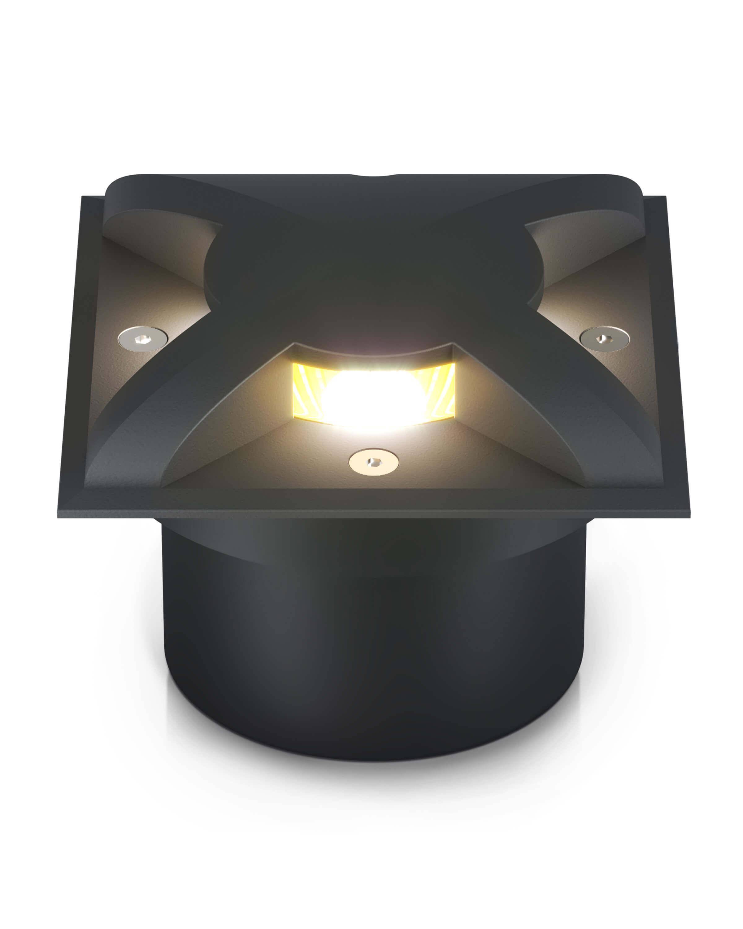 LED Bodenleuchte flach quadratisch in Schwarz 3-flammig inkl. LED 5W 230V