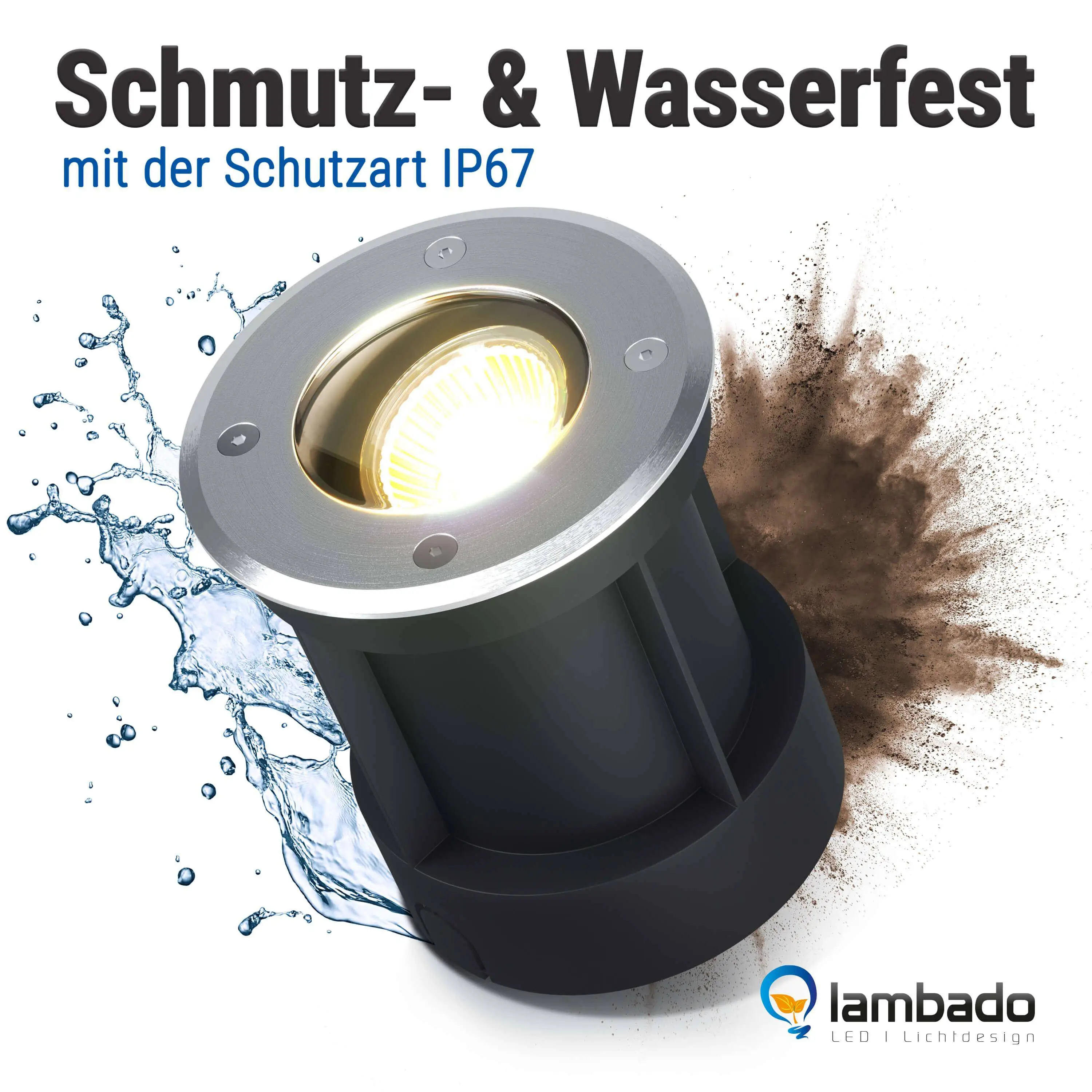 LED Bodenstrahler schwenkbar rund IP67 mit RGB+CCT Farbwechsel 5W GU10