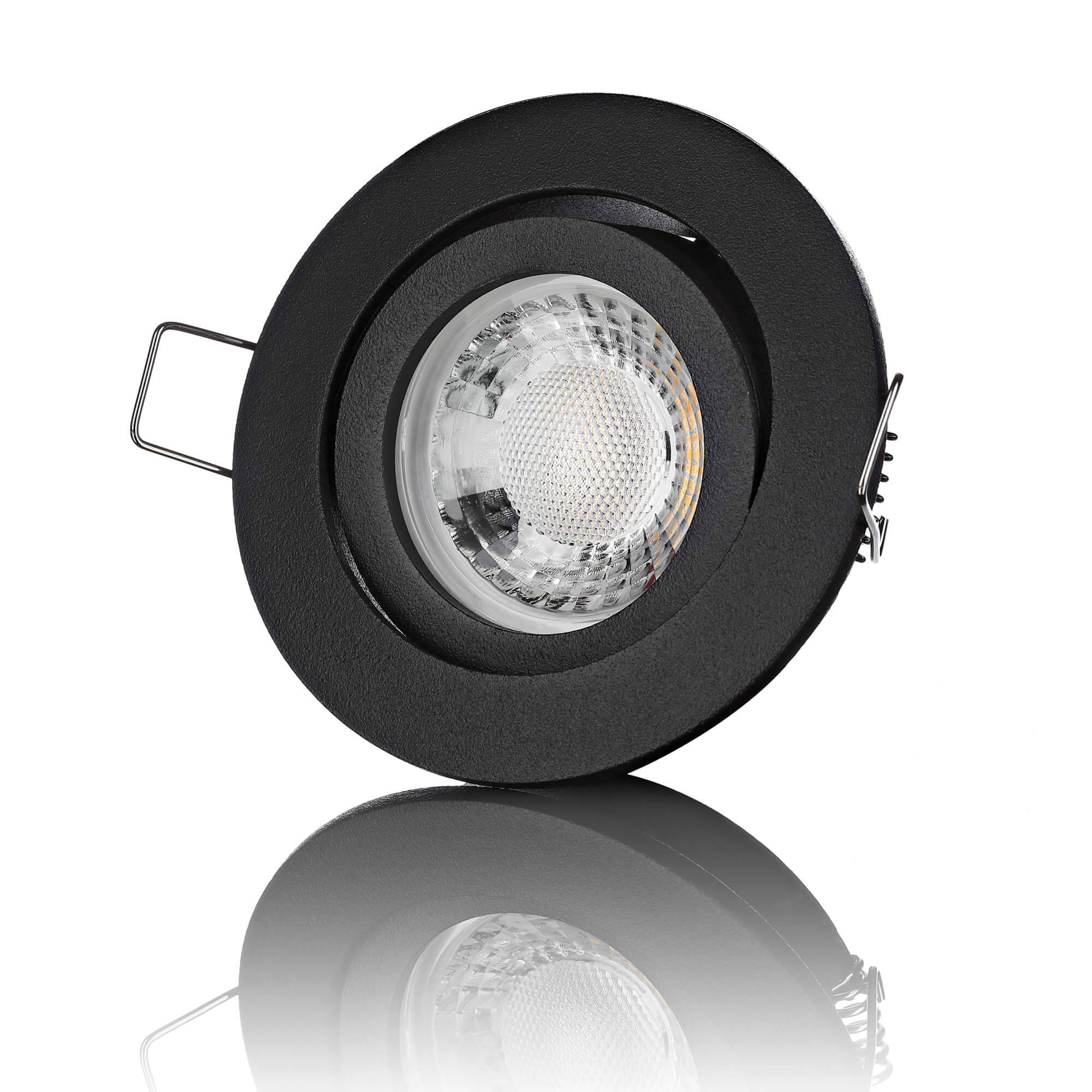 LED Einbaustrahler Dimmbar - Schwarz Rund 5W GU10 LED - Rapid
