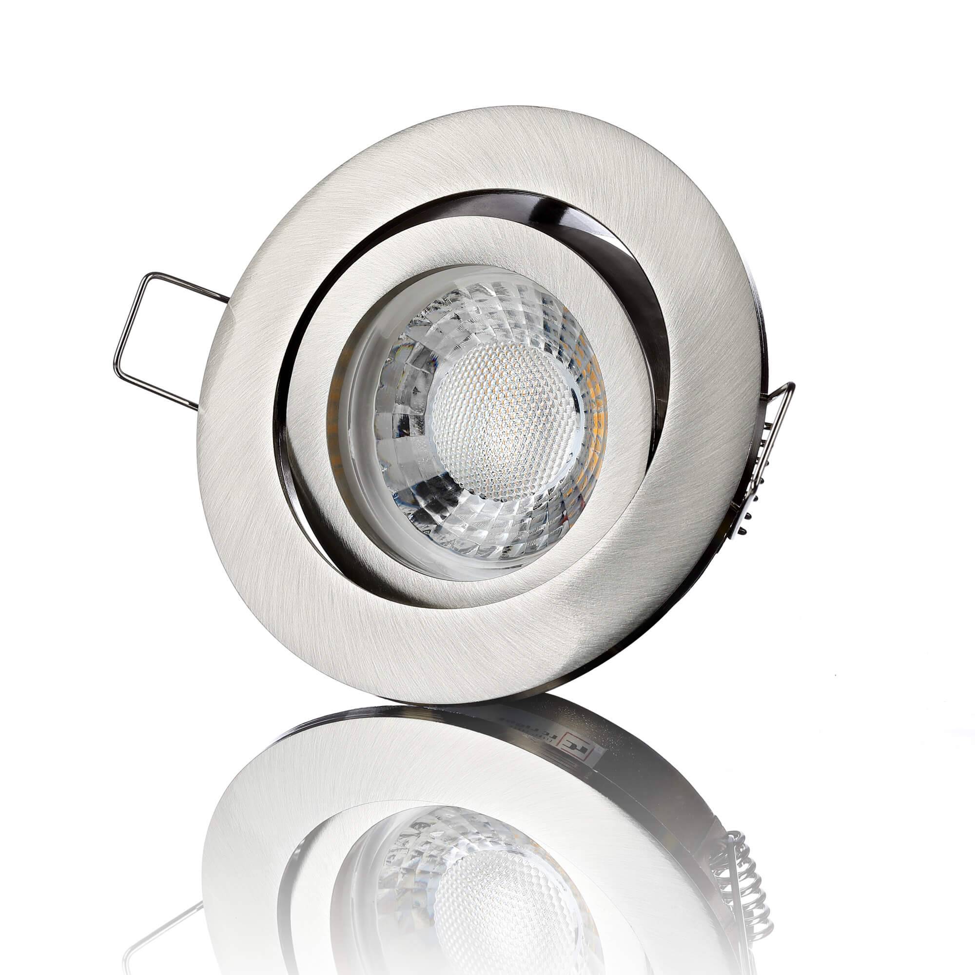 LED Einbaustrahler 230V - Edelstahl gebürstet Rund 5W GU10 LED - Rapid