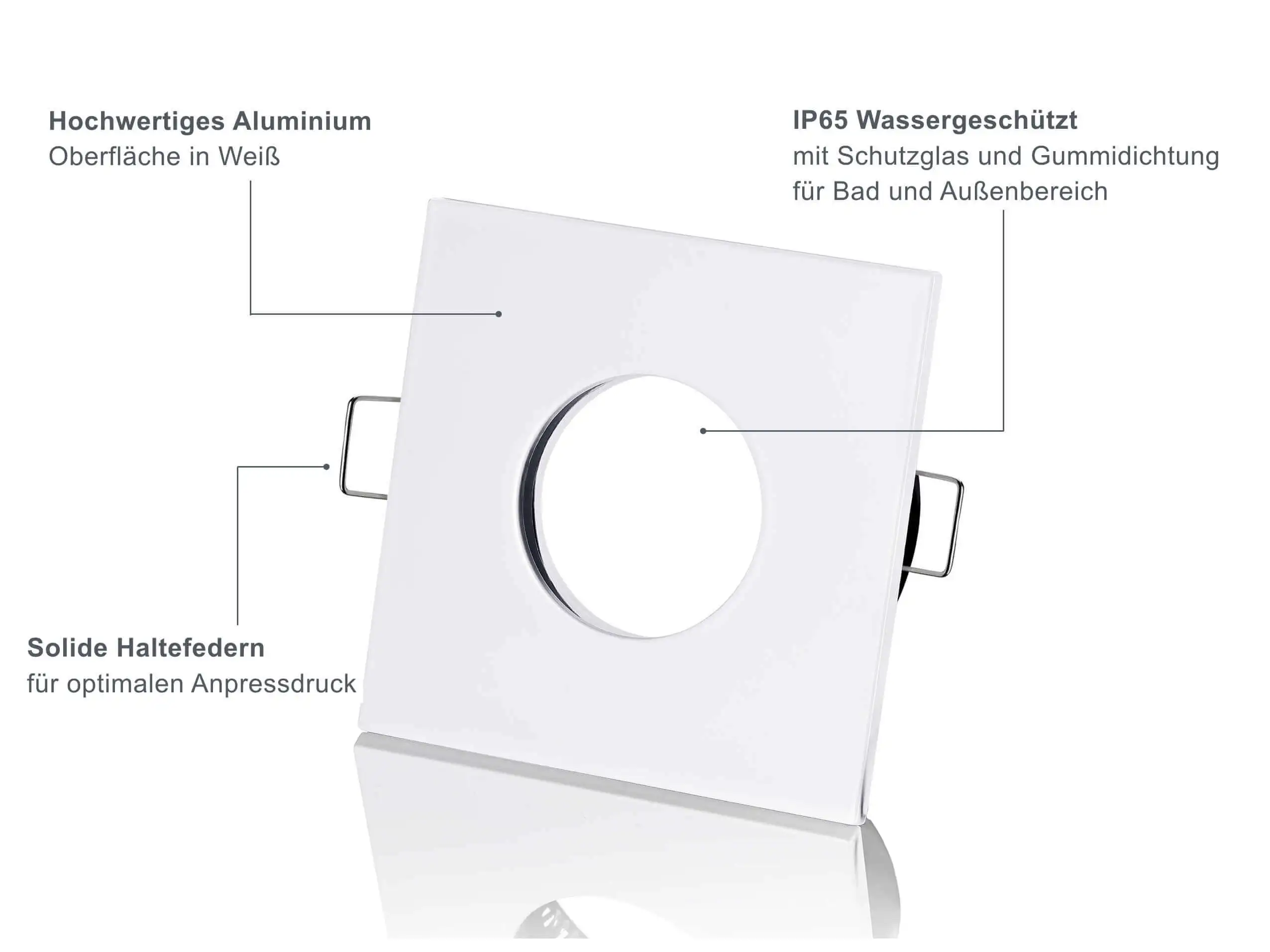 LED Einbaustrahler IP65 Dimmbar - Weiß Eckig 5W GU10 - Fora