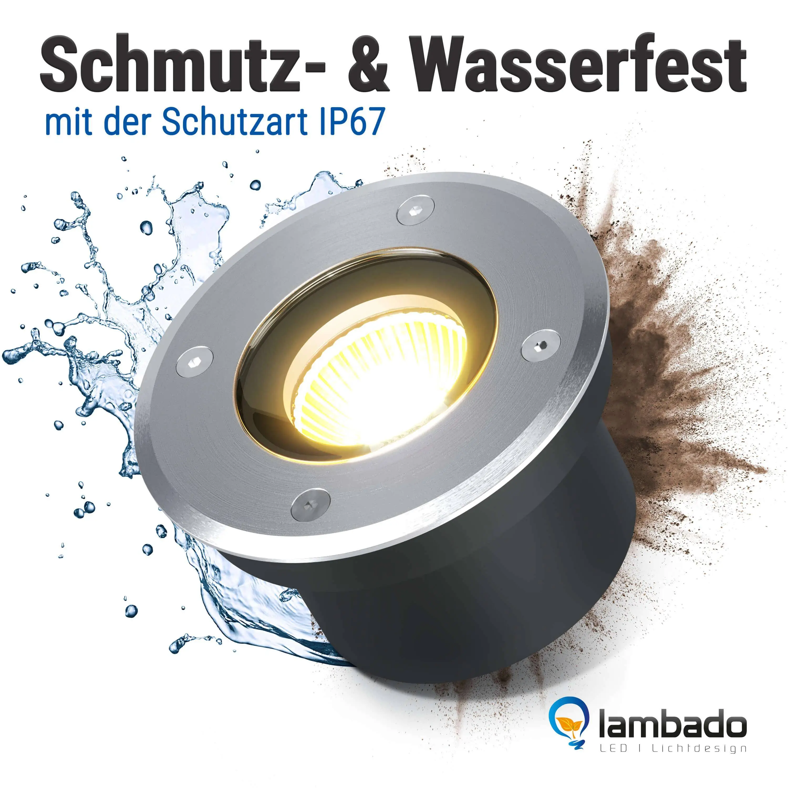 Flacher LED Bodeneinbaustrahler IP67 mit RGB+CCT Farbwechsel - Edelstahl gebürstet Rund