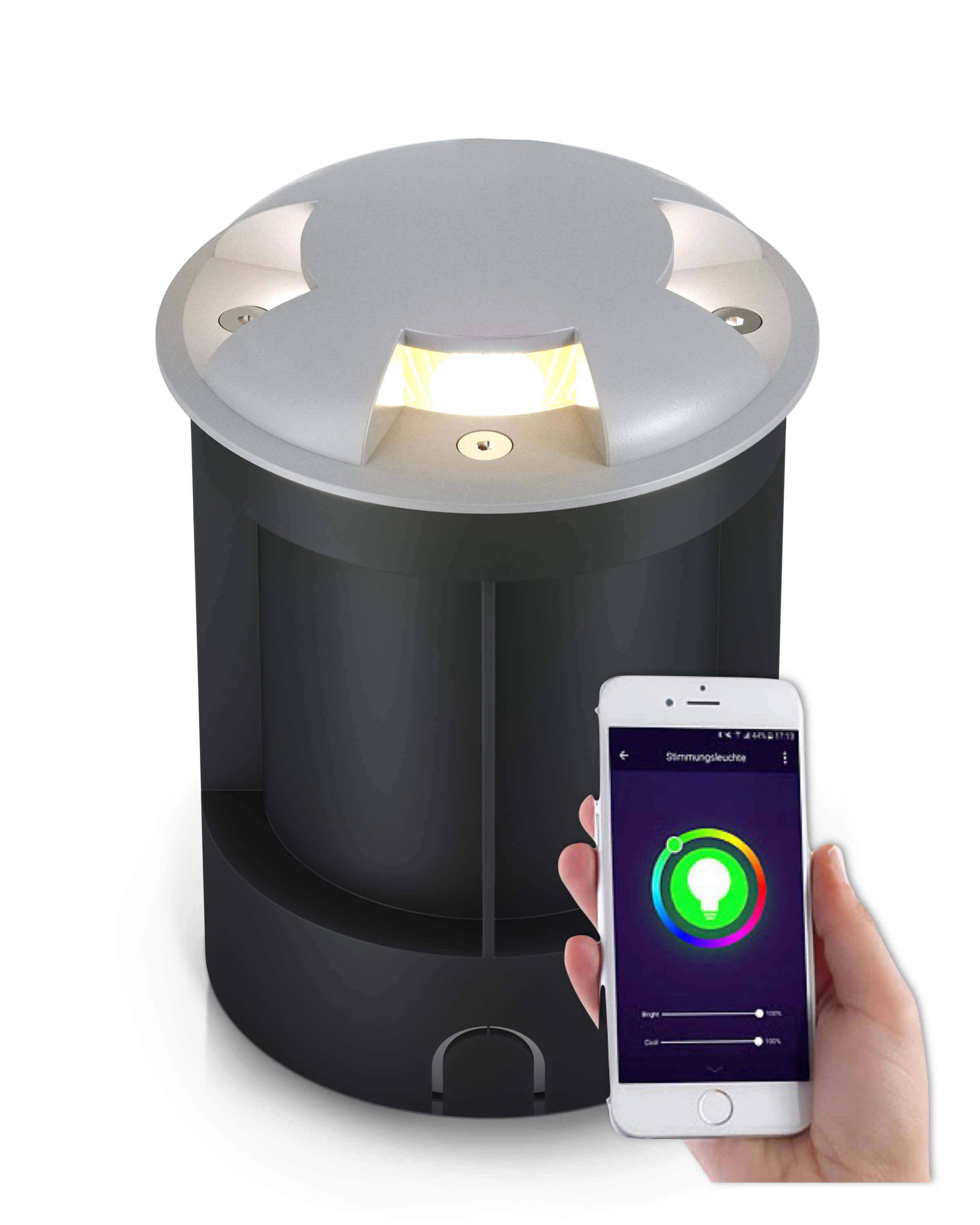 LED Bodenleuchte in Grau 3-flammig mit RGB Farbwechsel - Smart Home Alexa & Google