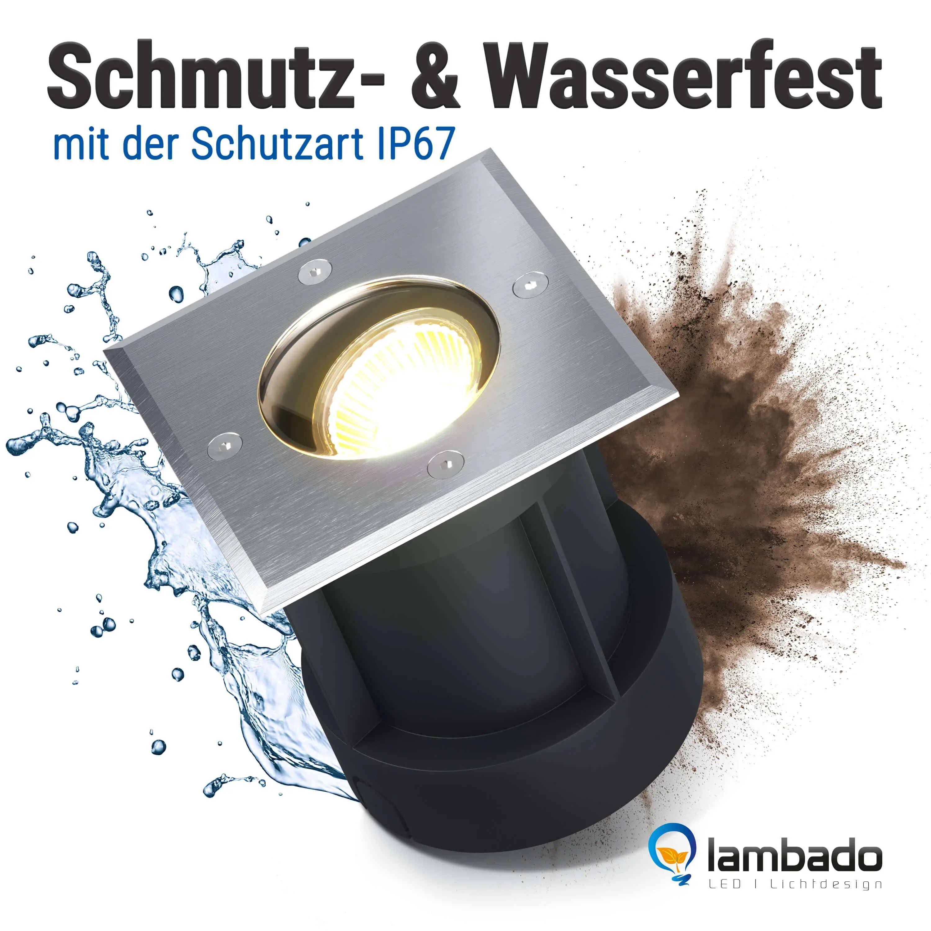 LED Bodenstrahler schwenkbar quadratisch IP67 mit RGB+CCT Farbwechsel 5W GU10