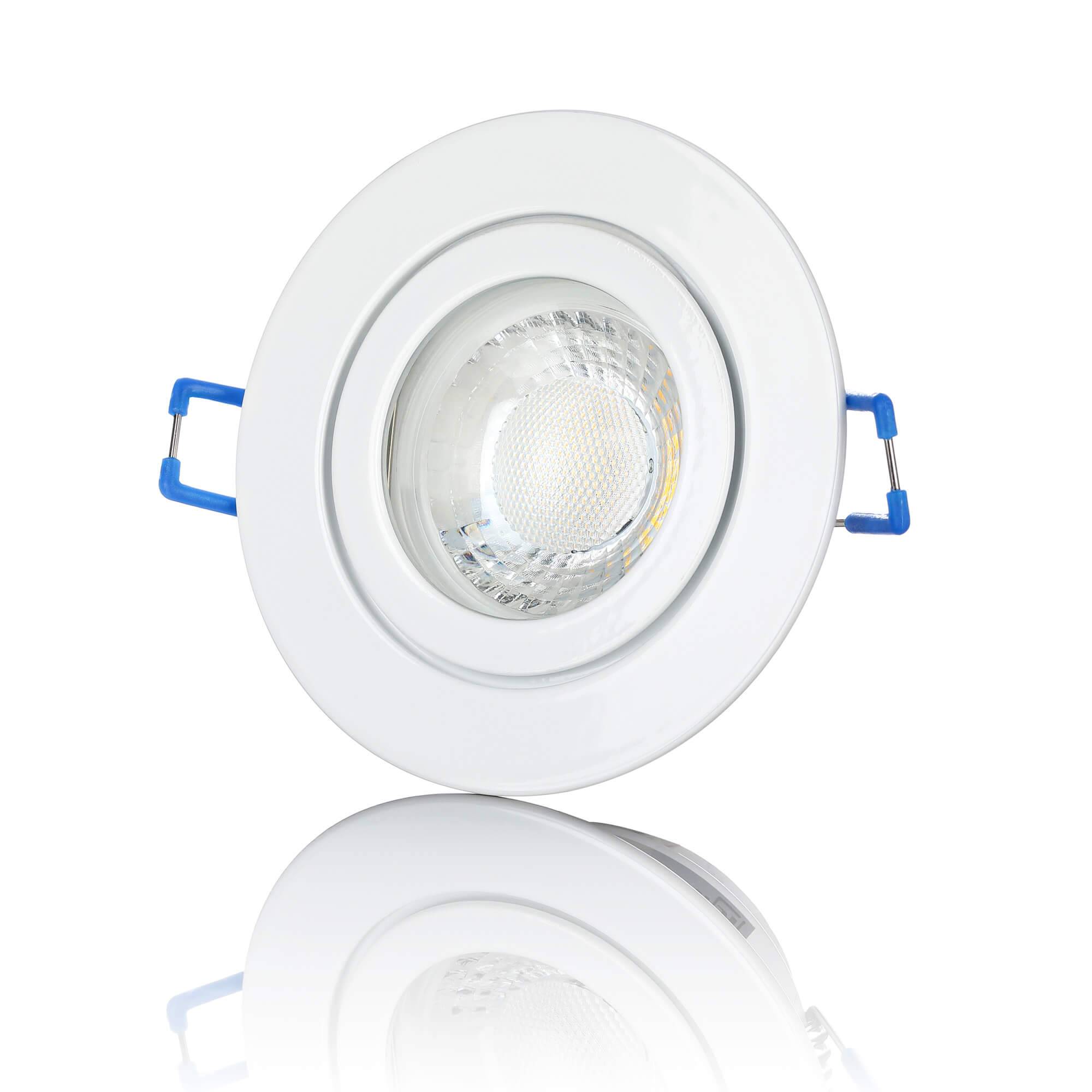 LED Einbaustrahler IP44 Dimmbar - Weiß Rund 5W GU10 LED - Agua