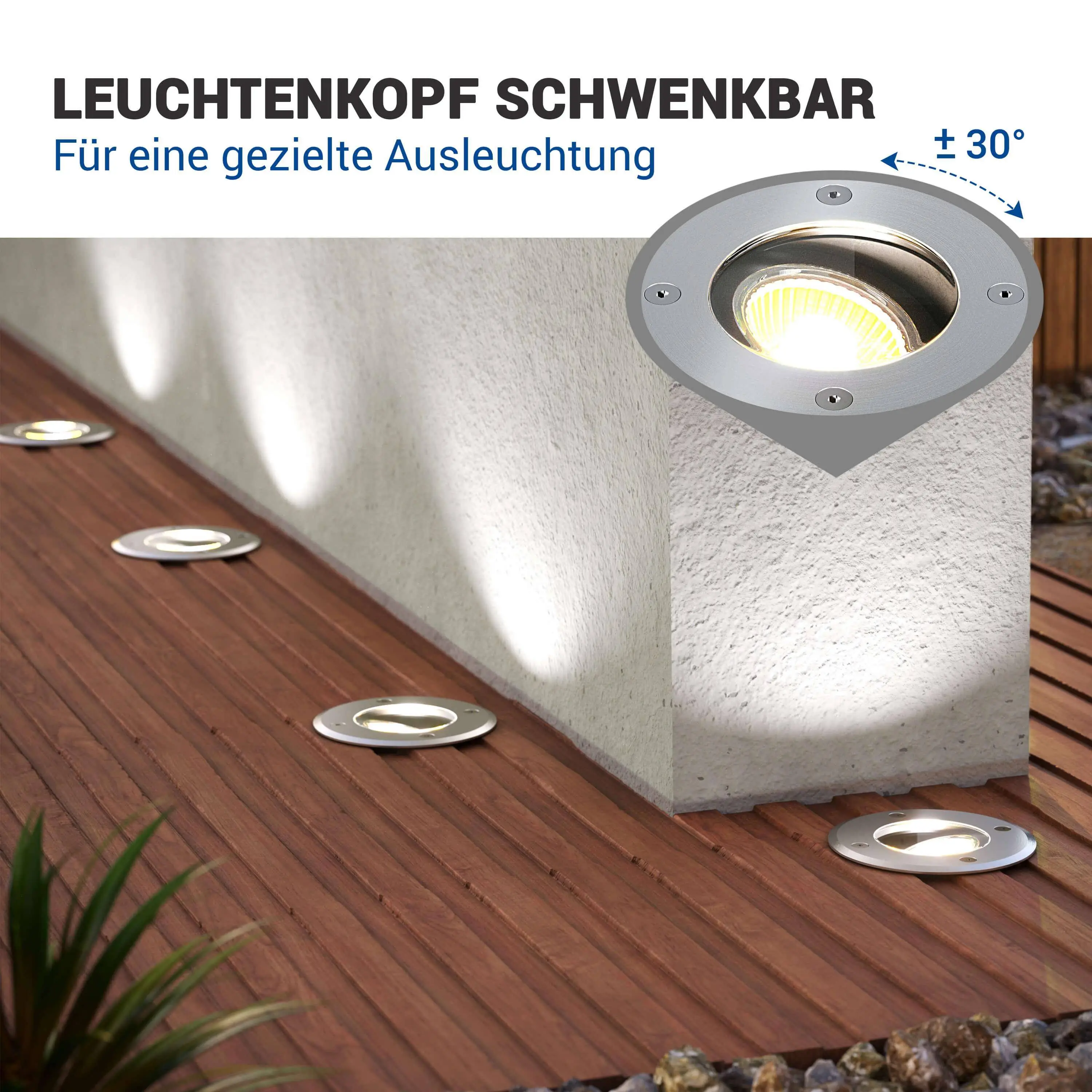 LED Bodenstrahler schwenkbar rund IP67 inkl. 3W GU10 230V