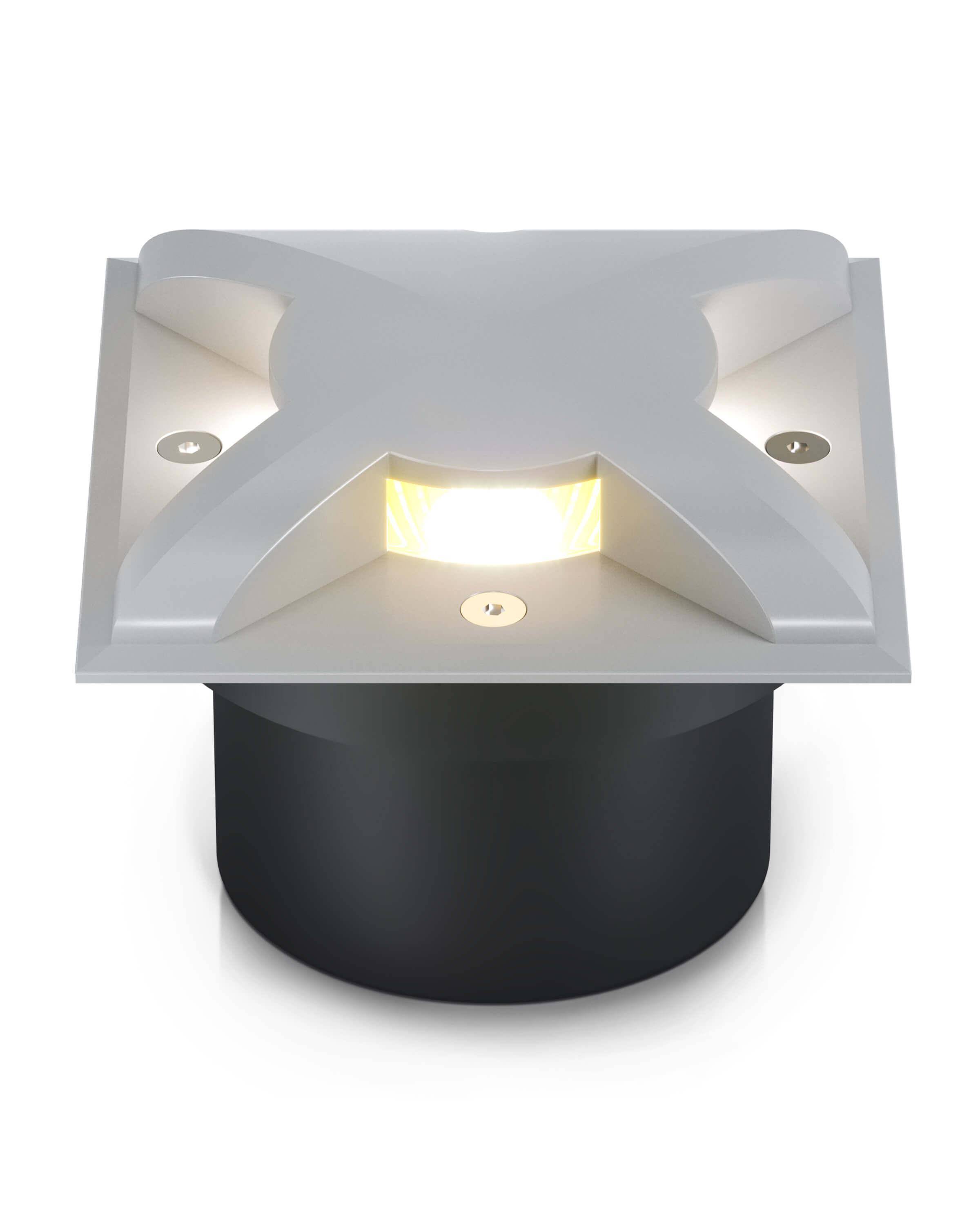 LED Bodenleuchte flach quadratisch in Grau 3-flammig inkl. LED 5W 230V