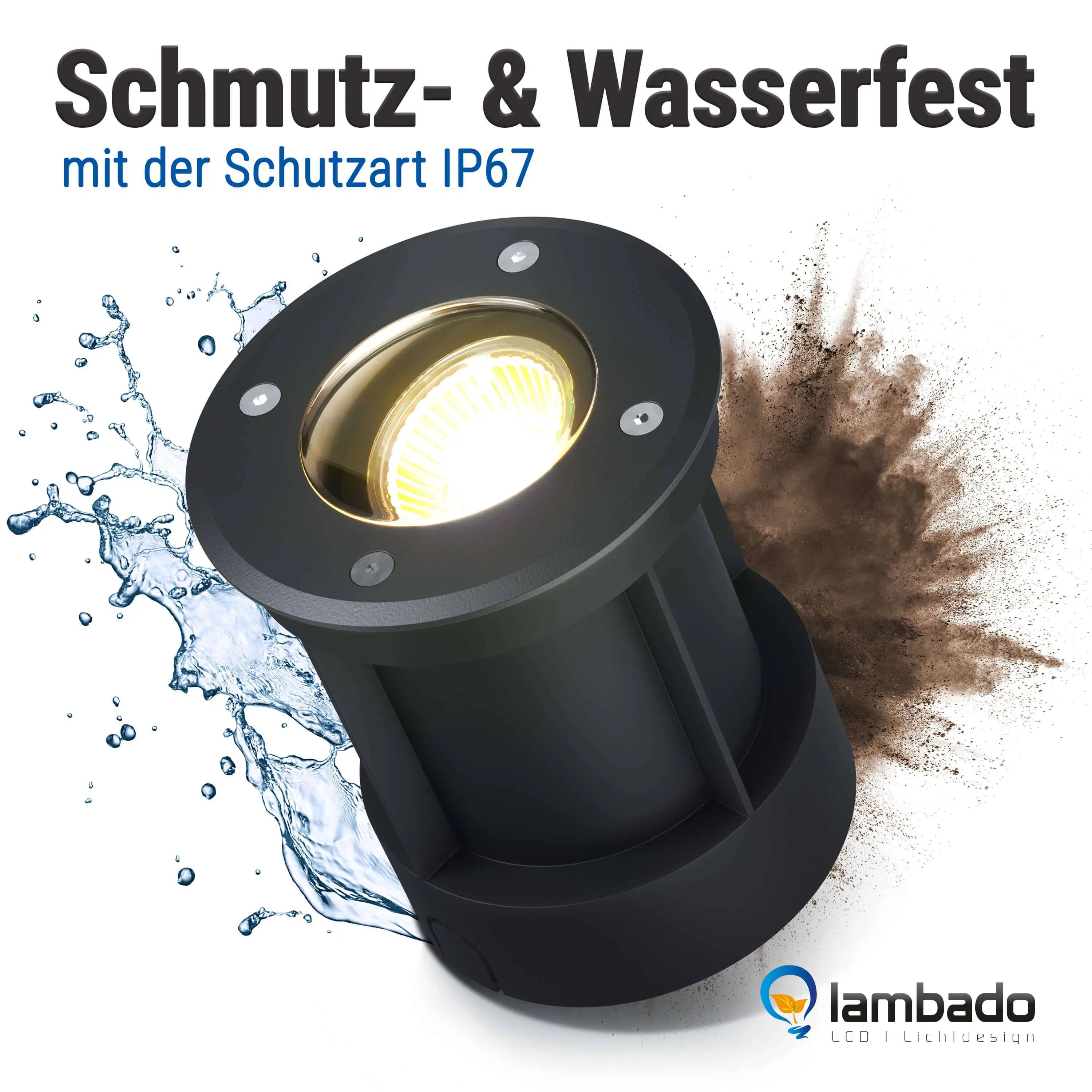 LED Bodenstrahler schwenkbar IP67 schwarz rund mit RGB+CCT Farbwechsel 5W GU10