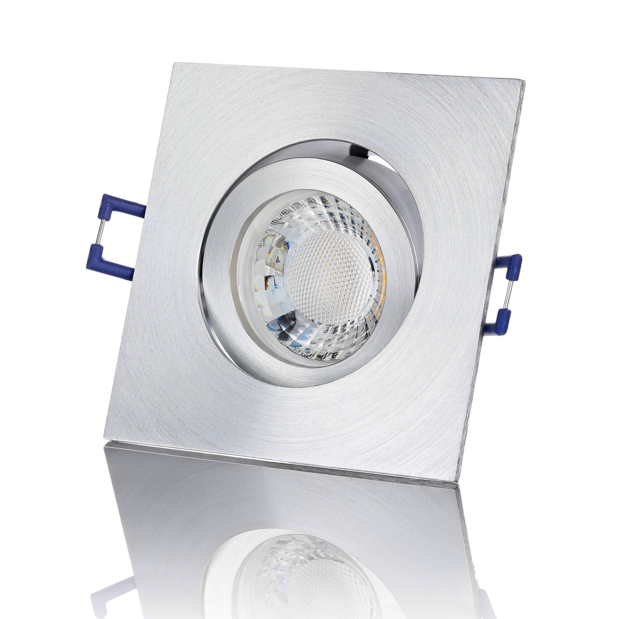 LED Einbaustrahler 230V - Alu Feinschliff Eckig 5W GU10 LED - Rapid