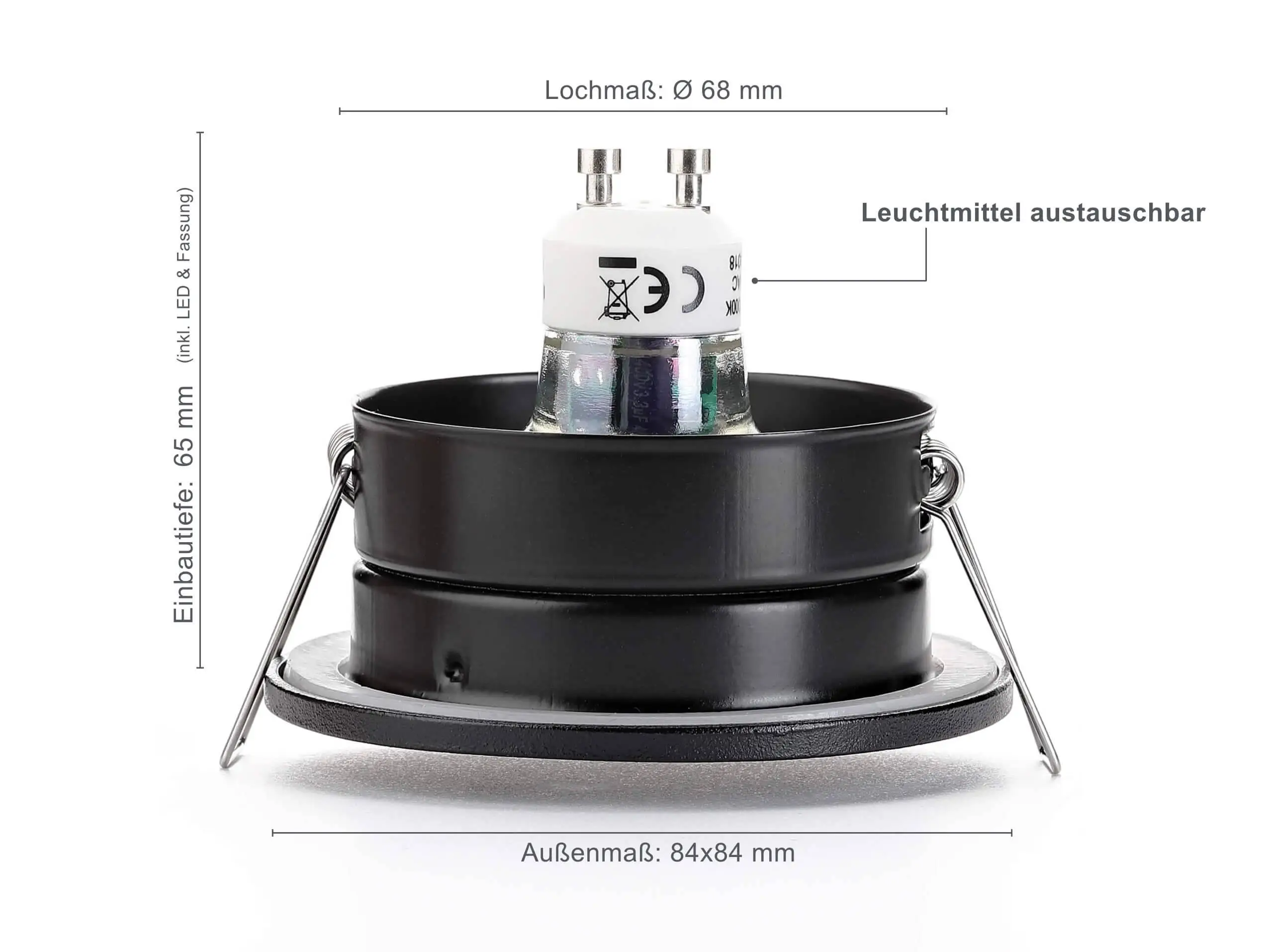 LED Einbaustrahler IP65 - Edelstahl gebürstet Eckig 5W GU10 - Fora