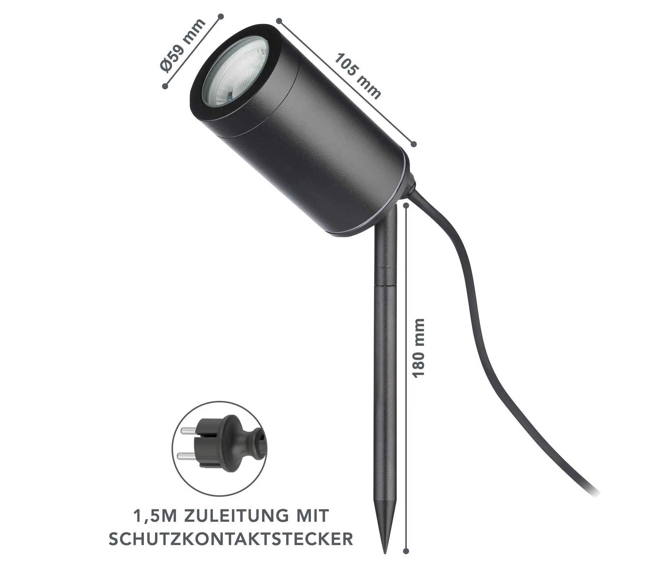 Gartenstrahler mit Erdspieß IP67 inkl. LED GU10 5W 230V