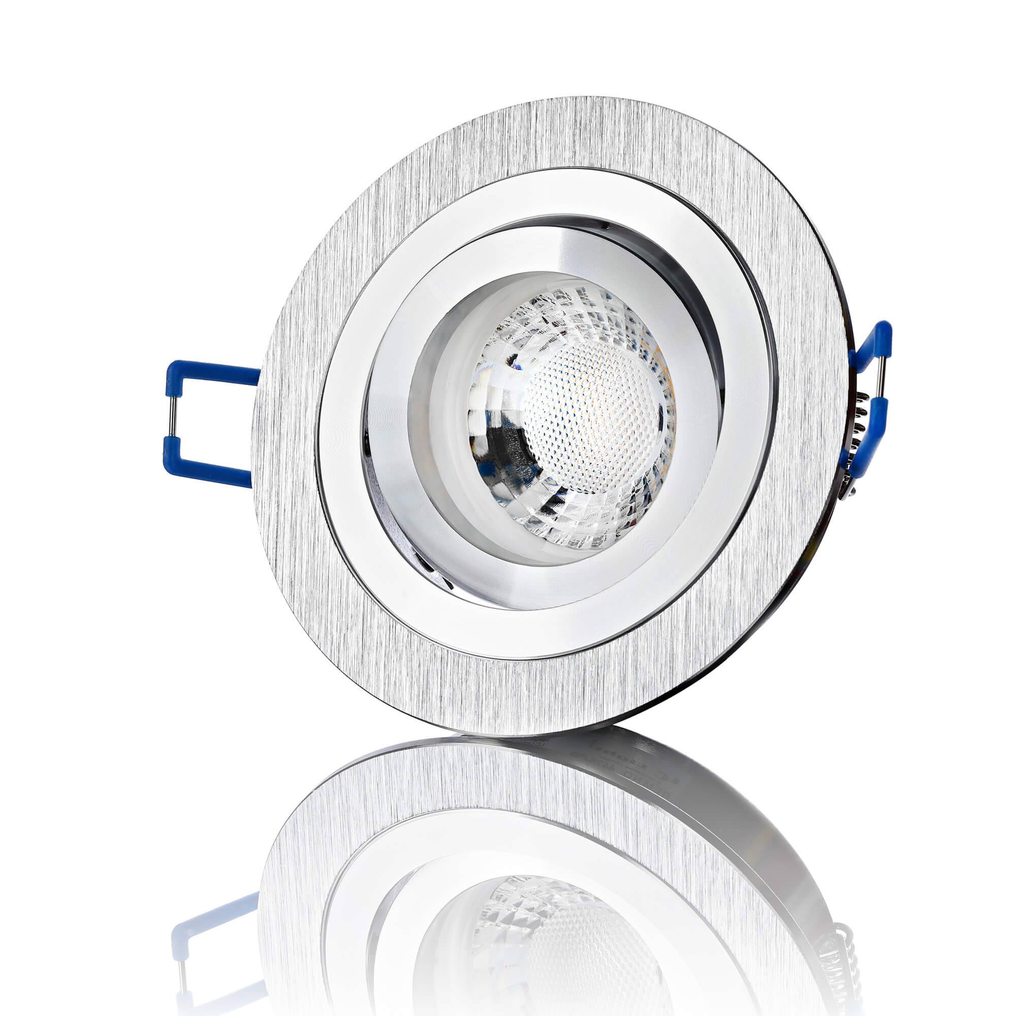 LED Einbaustrahler Dimmbar - Alu gebürstet Rund 5W GU10 LED - Designo