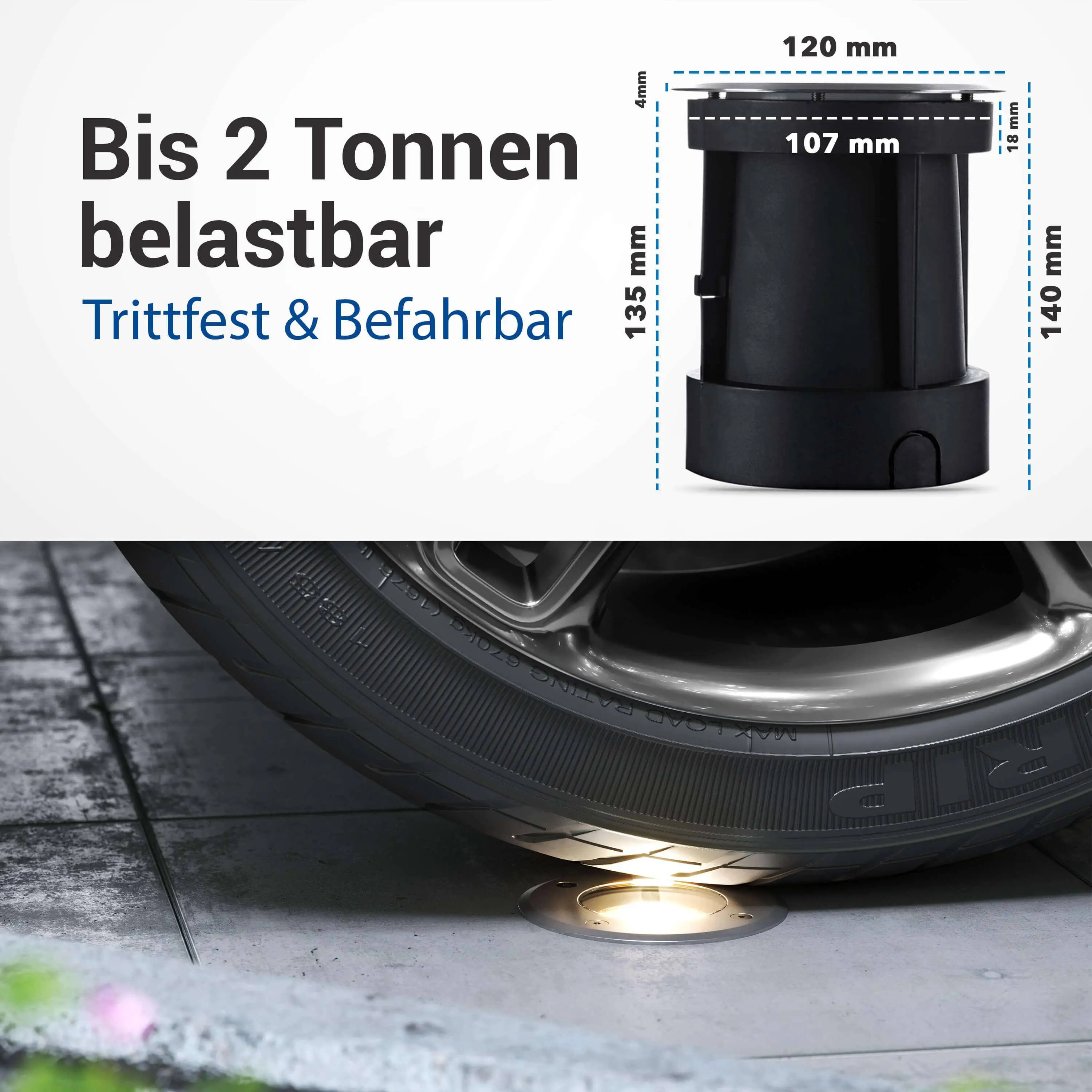 LED Bodeneinbaustrahler IP67 - Edelstahl gebürstet rund mit GU10 3W 230V